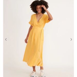 Marine Layer gauze wrap dress yellow size medium